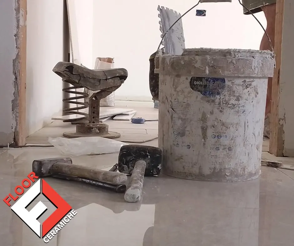 Cantiere: pavimento in posa