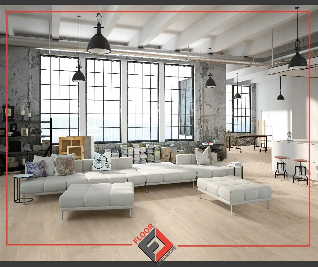 Loft con pavimento effetto legno chiaro